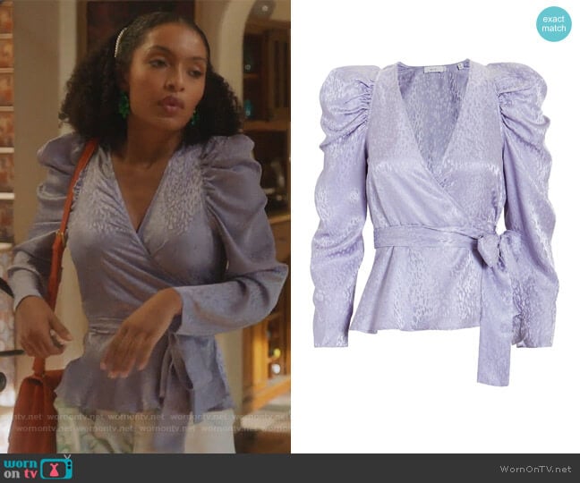 A.L.C. Palermo Top in Lilac worn by Zoey Johnson (Yara Shahidi) on Grown-ish