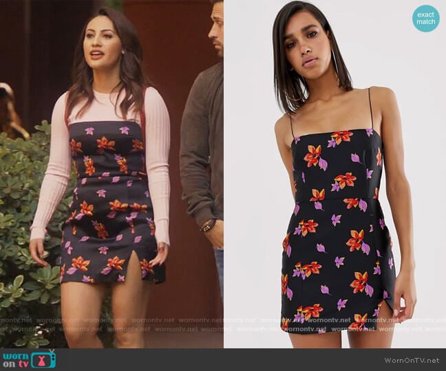 ASOS Bec & Bridge love crush floral mini dress worn by Ana Torres (Francia Raisa) on Grown-ish