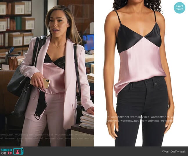 ATM Anthony Thomas Melillo Contrast Detail Silk Satin Camisole worn by Emily Lopez (Jessica Camacho) on All Rise