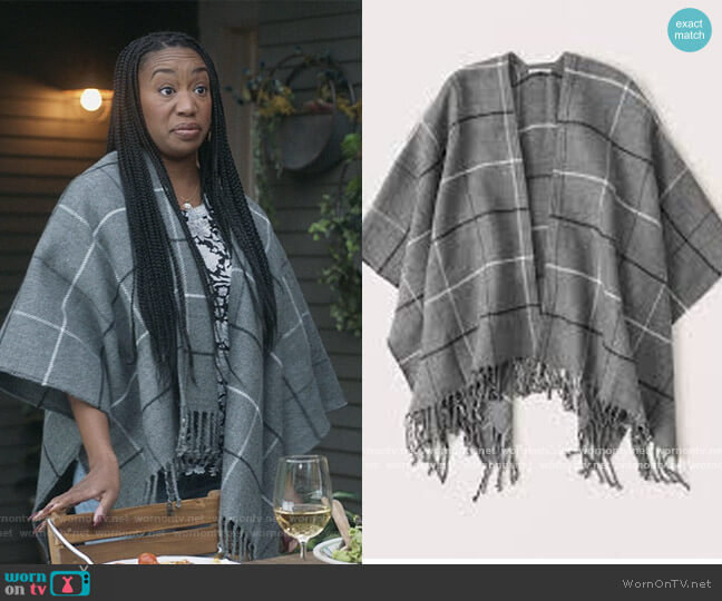 Abercrombie Plaid Poncho worn by Michelle (Maya Lynne Robinson) on The Unicorn