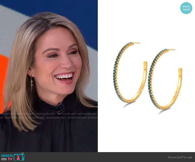 Accessory Concierge Emerald CZ Hoops worn by Amy Robach on Good Morning America
