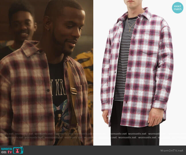 Acne Studios Sakari padded check cotton-blend shirt worn by Aaron Jackson (Trevor Jackson) on Grown-ish