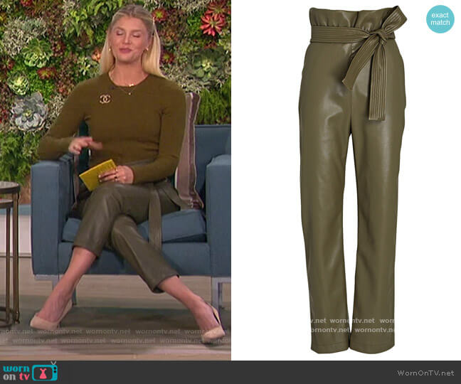 Alexis Kayden Vegan Leather Paperbag Pants worn by Amanda Kloots on The Talk