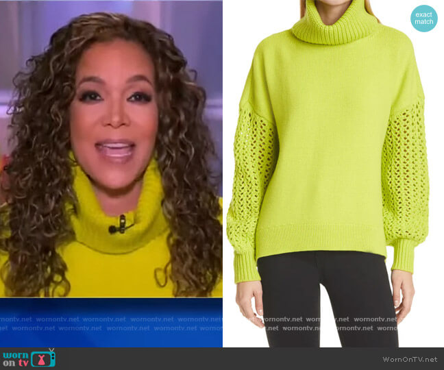 Alice + Olivia Adela Round-Hem Turtleneck Sweater worn by Sunny Hostin on The View
