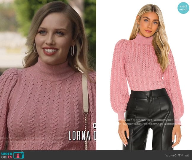 Alice + Olivia Esme Mock Neck Puff Sleeve Sweater