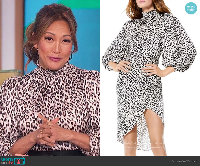 Alice + Olivia Jerilyn Balloon Sleeve Dress worn by Carrie Inaba on The Talk