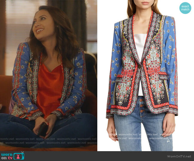Alice + Olivia Macey Mix Print Blazer worn by Ana Torres (Francia Raisa) on Grown-ish