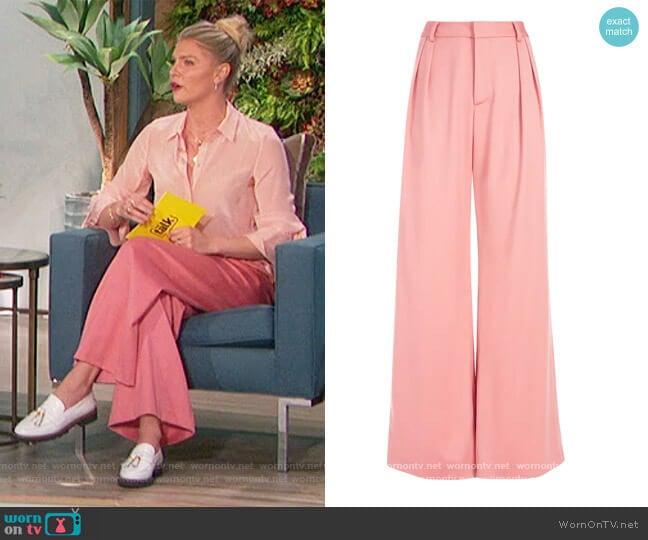 Alice + Olivia Eric High-Waisted Wide-Leg Pants worn by Amanda Kloots on The Talk