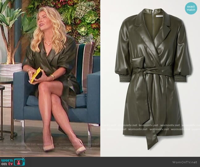 Alice +Olivia Maureen Vegan Leather Mini Dress worn by Amanda Kloots on The Talk