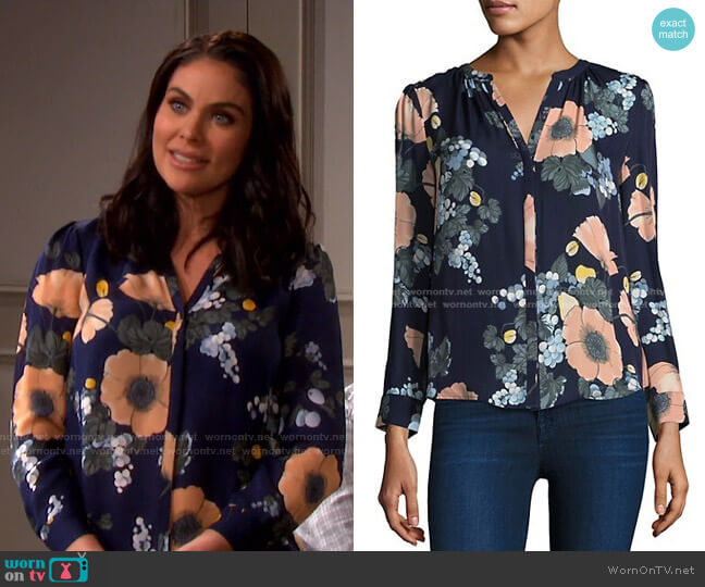 Joie Amarant Bella Floral Silk Blouse worn by Chloe Lane (Nadia Bjorlin) on Days of our Lives