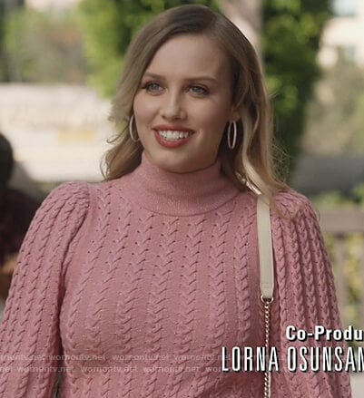 Amber’s pink puff sleeve sweater on All American