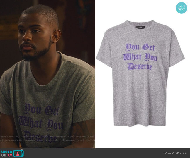 Amiri You Get What You Deserve Tee worn by Aaron Jackson (Trevor Jackson) on Grown-ish