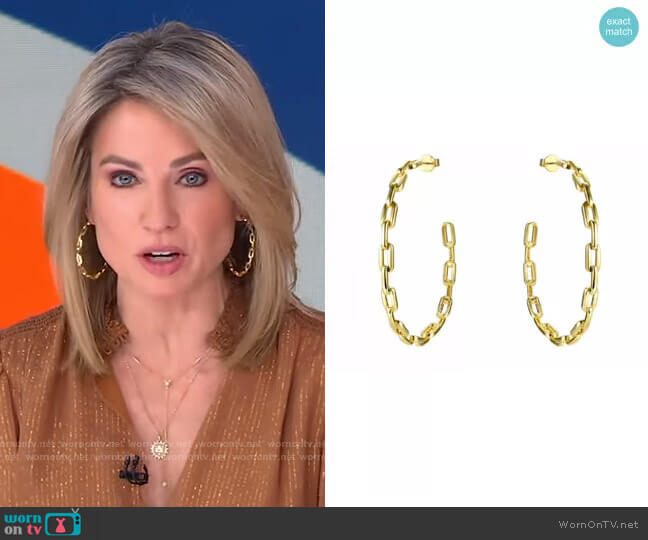 Accessory Concierge Anchor Chain Hoops worn by Amy Robach on Good Morning America