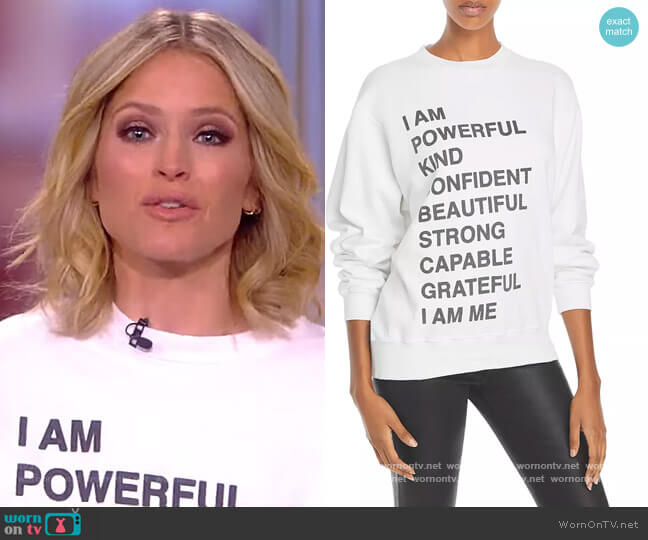 Anine Bing Empowerment Ramona Sweatshirt worn by Sara Haines on The View