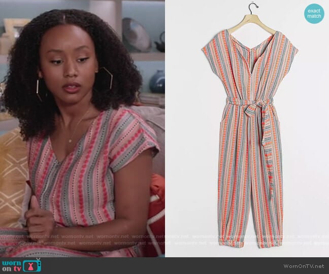 Anthropologie Porridge Alida Cutout Jumpsuit worn by Olivia Lockhart (Katlyn Nichol) on Black-ish