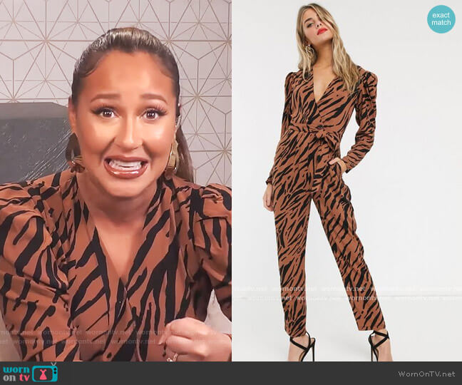 ASOS Tea Jumpsuit in Tiger Print worn by Adrienne Houghton on The Real