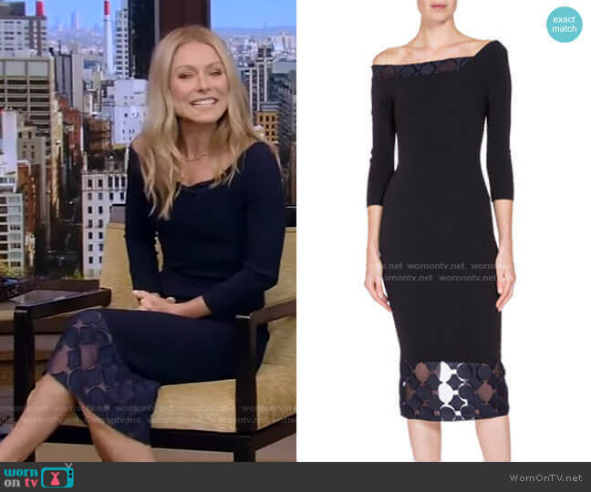 Roland Mouret Asymmetric Off-Shoulder Dress worn by Kelly Ripa on Live with Kelly and Mark