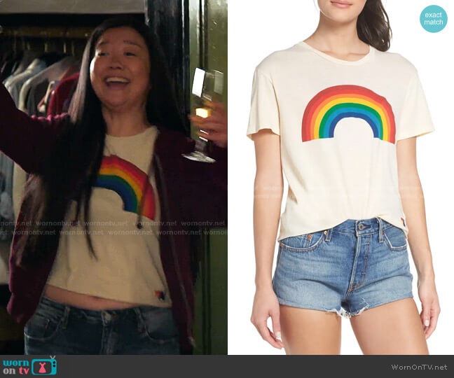 Aviator Nation Big Rainbow Boyfriend Tee worn by Alice Kwan (Sherry Cola) on Good Trouble