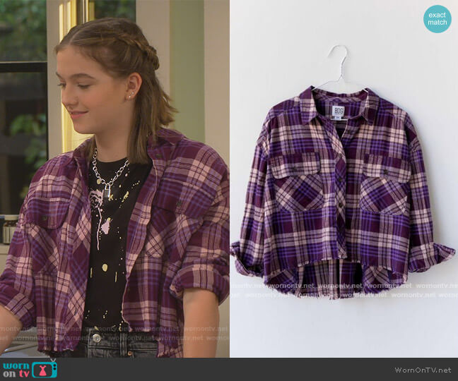 BDG Rayne Flannel Plaid Button-Down Shirt worn by Presley (Jayden Bartels) on Side Hustle