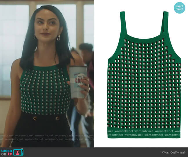 Banana Republic Geometric Sweater Tank worn by Veronica Lodge (Camila Mendes) on Riverdale