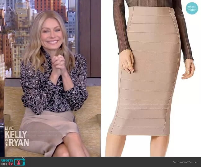 Herve Leger Bandage Pencil Skirt worn by Kelly Ripa on Live with Kelly and Mark
