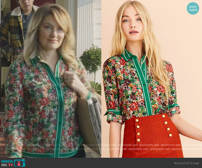 Brooks Brothers Floral-Print Crepe Blouse worn by Alice Cooper (Mädchen Amick) on Riverdale
