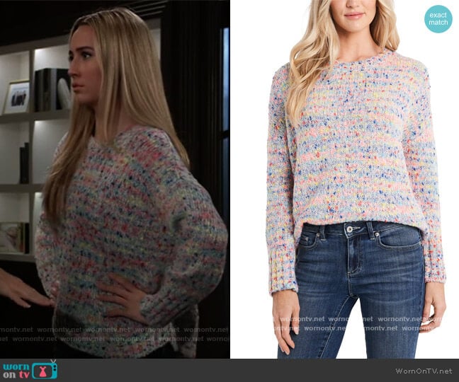 Rainbow Marled-Knit Sweater jby Cece worn by Josslyn Jacks (Eden McCoy) on General Hospital