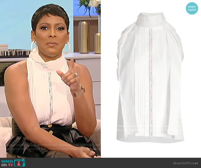 Chloe Sleevless Jacquard Crepe De Chine Top worn by Tamron Hall on Tamron Hall Show