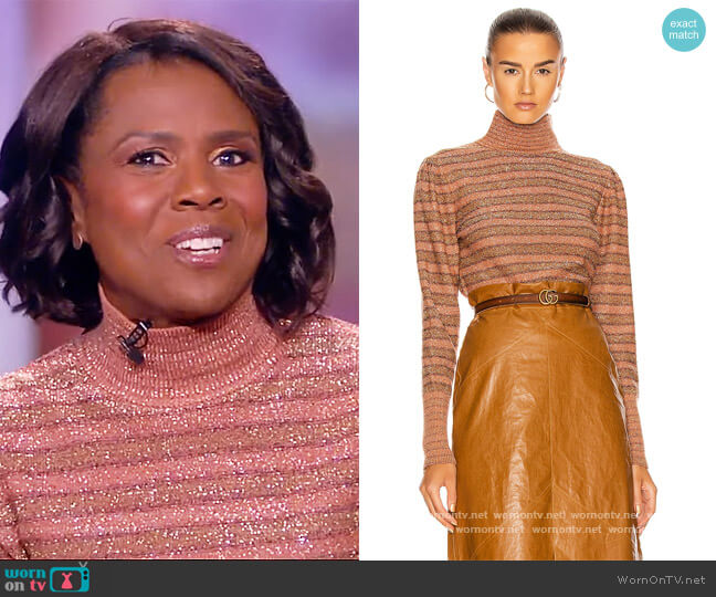 Chloe Stripe Lurex Sweater worn by Ana Navarro on The View