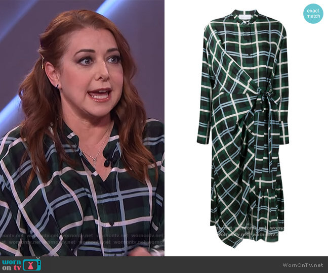 Christian Wijnants Plaid Check Wrap Silk Dress