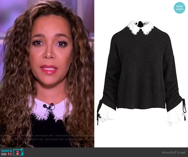 Cinq a Sept Collar Atlas Pullover worn by Sunny Hostin on The View
