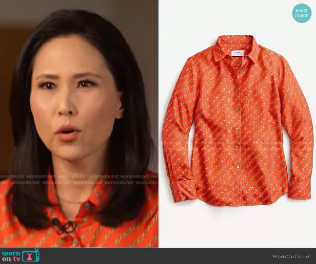 J. Crew Collection Silk Twill shirt worn by Vicky Nguyen on Today