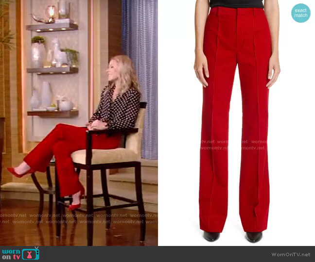 Saint Laurent Cord Flared Pants worn by Kelly Ripa on Live with Kelly and Mark