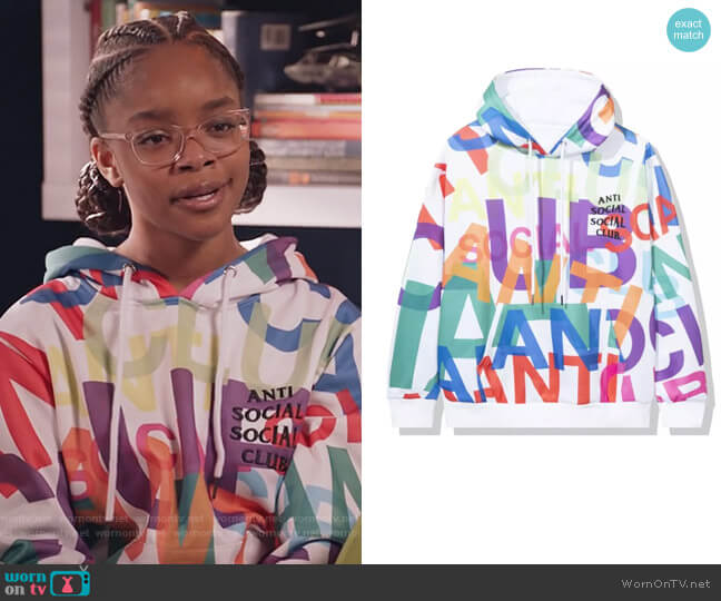 Anti Social Social Club Logo Headrush Hoodie worn by Diane Johnson (Marsai Martin) on Black-ish