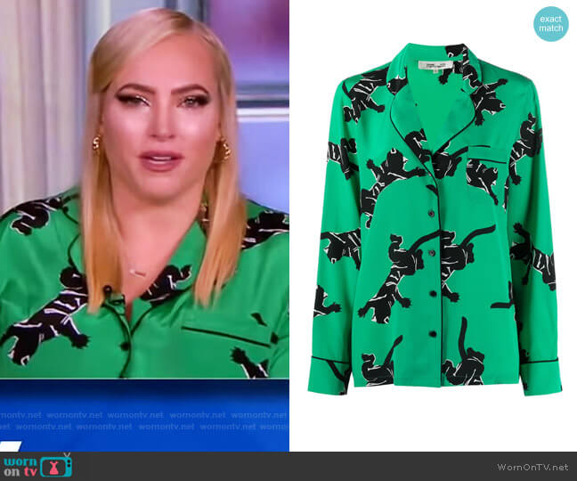 Diane Von Furstenberg Graphic Print Silk Shirt worn by Meghan McCain on The View
