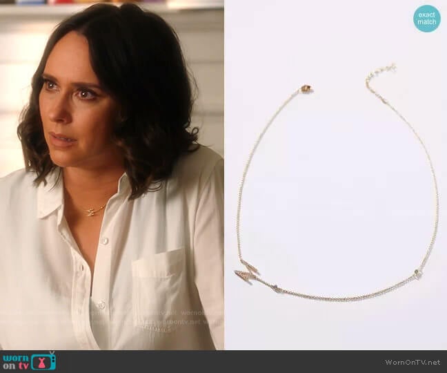 Anthropologie Delicate Monogram Necklace worn by Maddie Kendall (Jennifer Love Hewitt) on 9-1-1