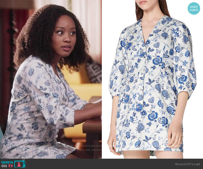 Derek Lam 10 Crosby Ottilie Floral Print Dress worn by Olivia Lockhart (Katlyn Nichol) on Black-ish