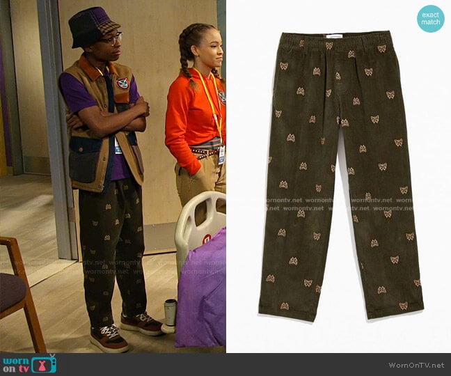 Urban Outfitters Embroidered Corduroy Pant worn by Noah Lambert (Israel Johnson) on Bunkd