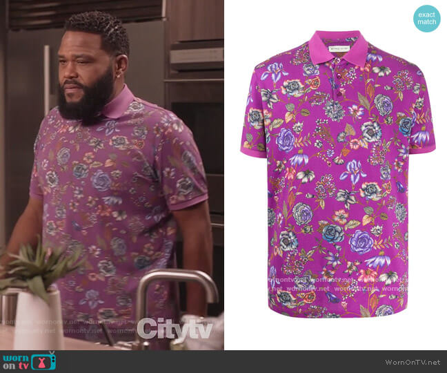 Etro Floral Print Piqué polo shirt worn by Andre Johnson (Anthony Anderson) on Black-ish