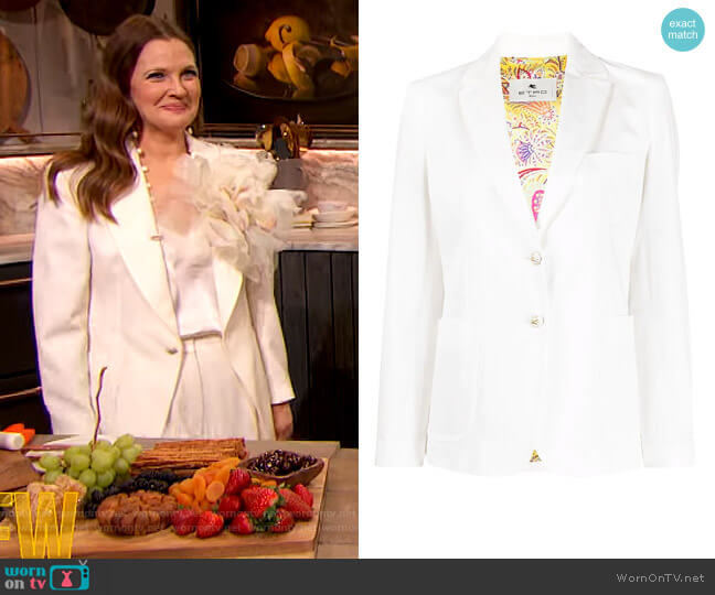Etro Single-Breasted Blazer worn by Drew Barrymore on The Drew Barrymore Show
