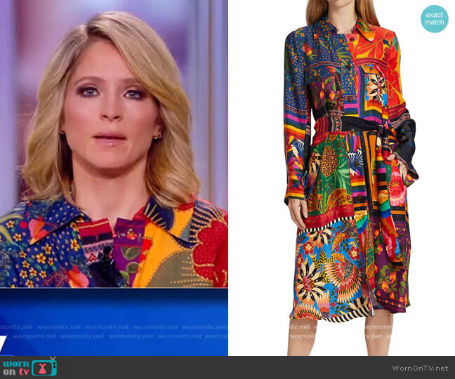 Farm Rio Mixed Scarves Chemise Shirtdress worn by Sara Haines on The View