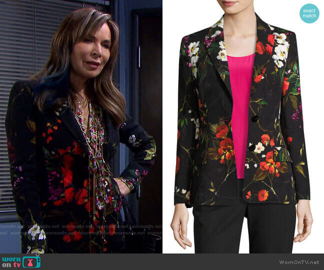 Escada Floral Matelasse Jacket worn by Kate Roberts (Lauren Koslow) on Days of our Lives