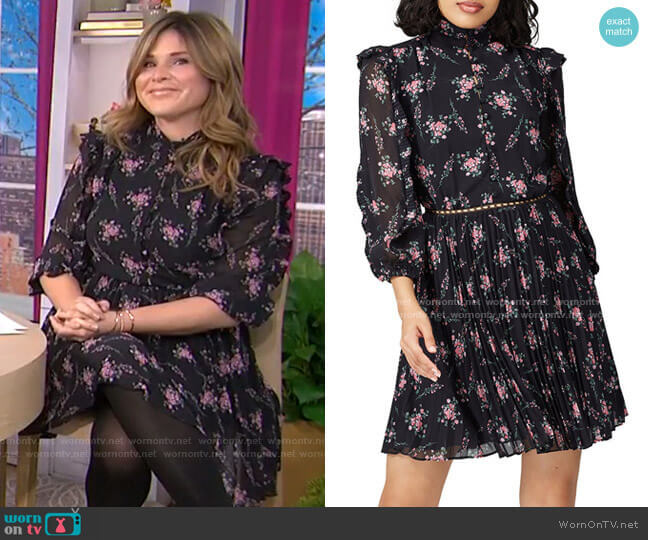 ML Monique Lhuillier Floral Pleated Dress worn by Jenna Bush Hager on Today