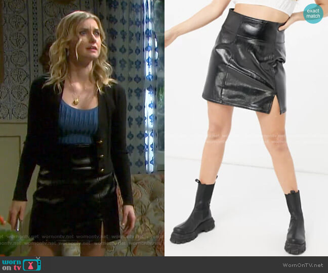 Free People Holding Onto a Dream Leather Look Mini Skirt worn by Claire Brady (Isabel Durant ) on Days of our Lives