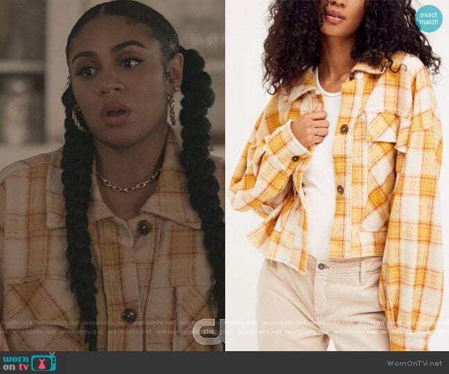 Free People James Plaid Jacket worn by Patience (Chelsea Tavares) on All American