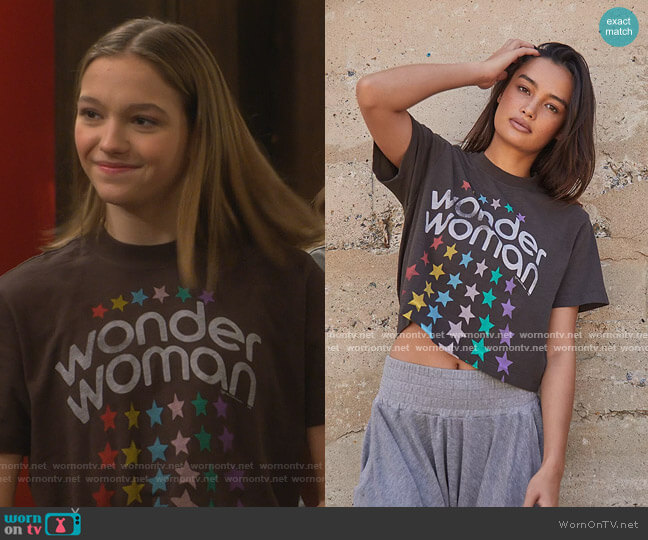 Free People Wonder Woman Stars Tee worn by Presley (Jayden Bartels) on Side Hustle