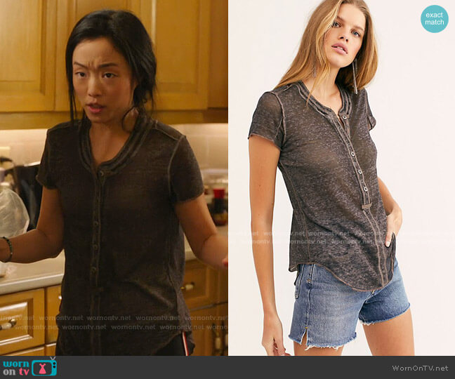 Free People Kia Henley T-Shirt worn by Janet (Andrea Bang) on Kims Convenience