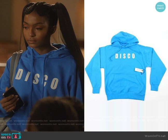 Disco Tuesdays Full Stereo Hoodie worn by Zoey Johnson (Yara Shahidi) on Grown-ish