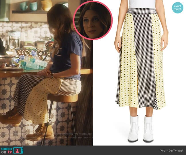 Ganni Floral Print Crepe Midi Skirt worn by Nomi Segal (Emily Arlook) on Grown-ish