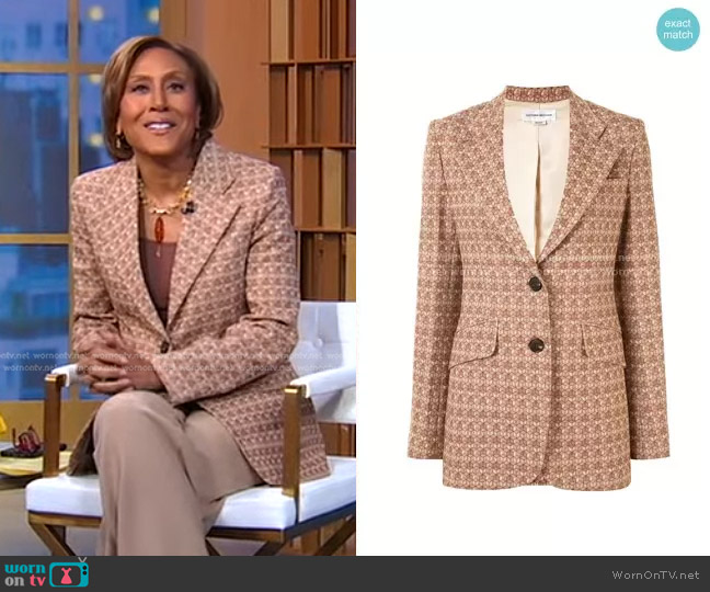 Victoria Beckham Geometric Pattern Single-Breasted Blazer worn by Robin Roberts on Good Morning America